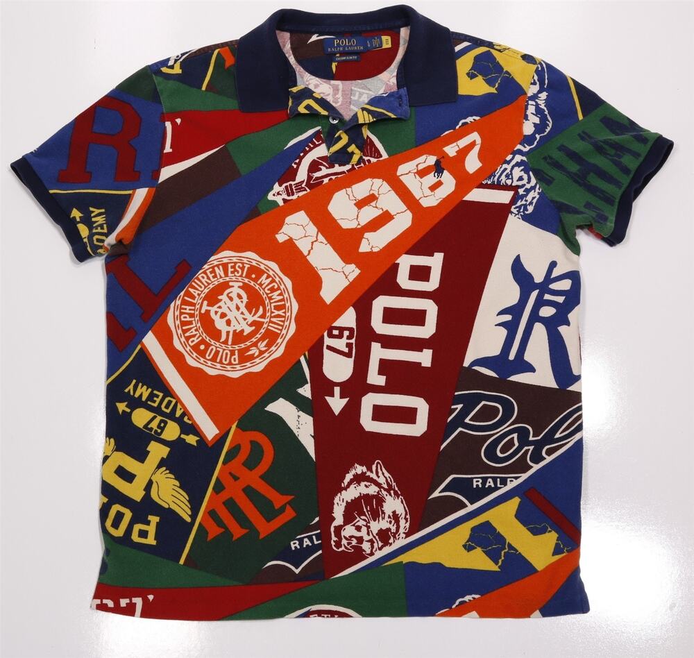 Polo Ralph Lauren 1967 Custom Slim FIt Pennant Flags Golf Polo Shirt Large